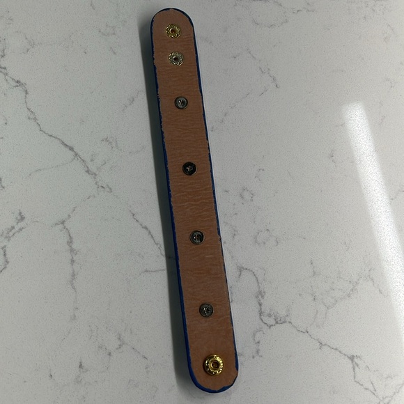 Royal Blue Faux Leather Cuff Bracelet - Picture 5 of 6